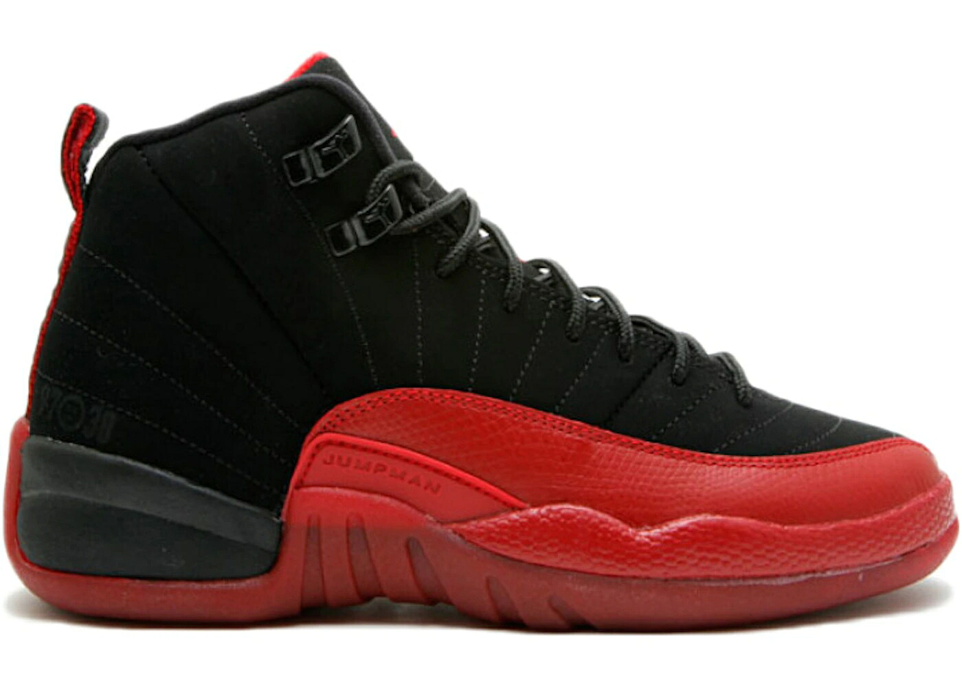 ナイキ ジョーダン ゲーム 黒色 ブラック 赤 レッド ジュニア キッズ JORDAN 12 RETRO FLU GAME (2009) (GS) / BLACK VARSITY RED ベビー マタニティ スニーカー｜スニケス