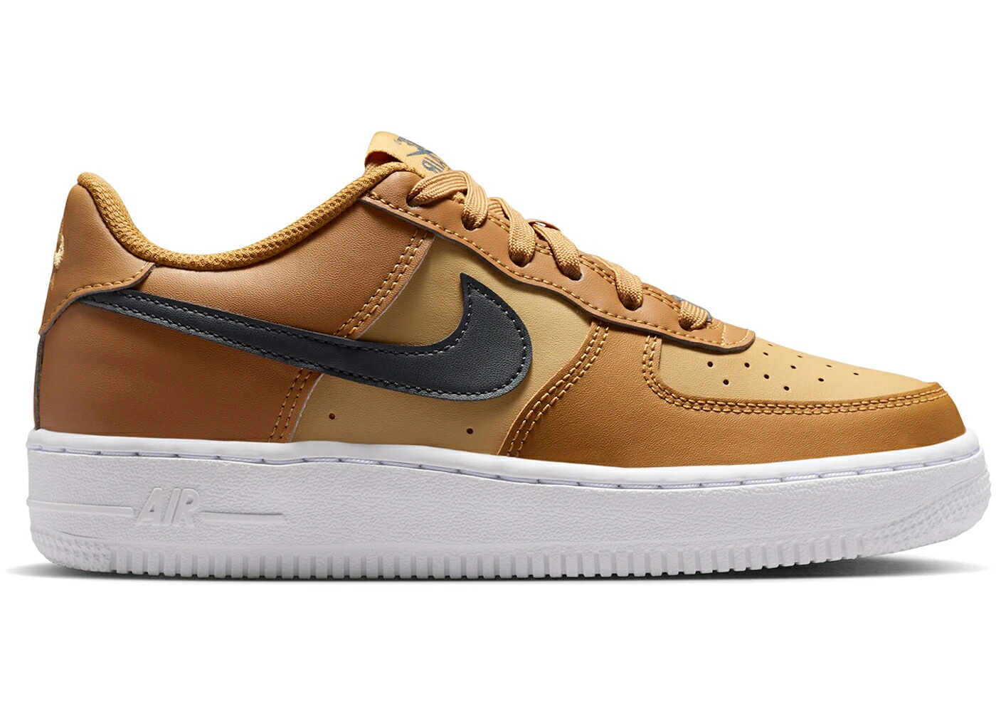 ナイキ ウィート 野球クラブ ゴールド 白いこと 白いこと 空軍 お坊っちゃん キッズ NIKE AIR FORCE 1 LOW WHEAT CLUB GOLD WHITE ANTHRACITE (GS) / WHEAT CLUB GOLD WHITE ANTHRACITE もの言う花 マタニティ スニーカー