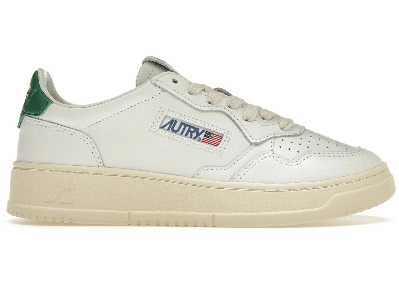 レザー 白色 ホワイト 緑 グリーン クリーム WOMEN'S スニーカー レディース AUTRY MEDALIST LEATHER LOW WHITE GREEN (WOMEN'S) / WHITE GREEN CREAM
