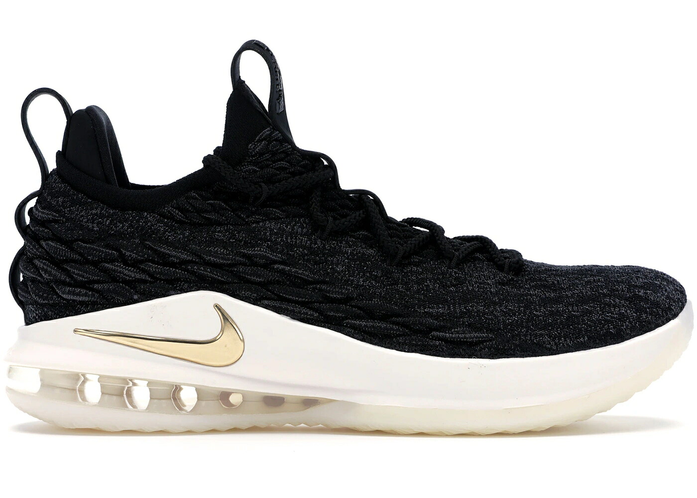 ナイキ レブロン 黒色 ブラック ゴールド スニーカー メンズ NIKE LEBRON 15 LOW BLACK GOLD / BLACK METALLIC GOLD PHANTOM｜スニケス