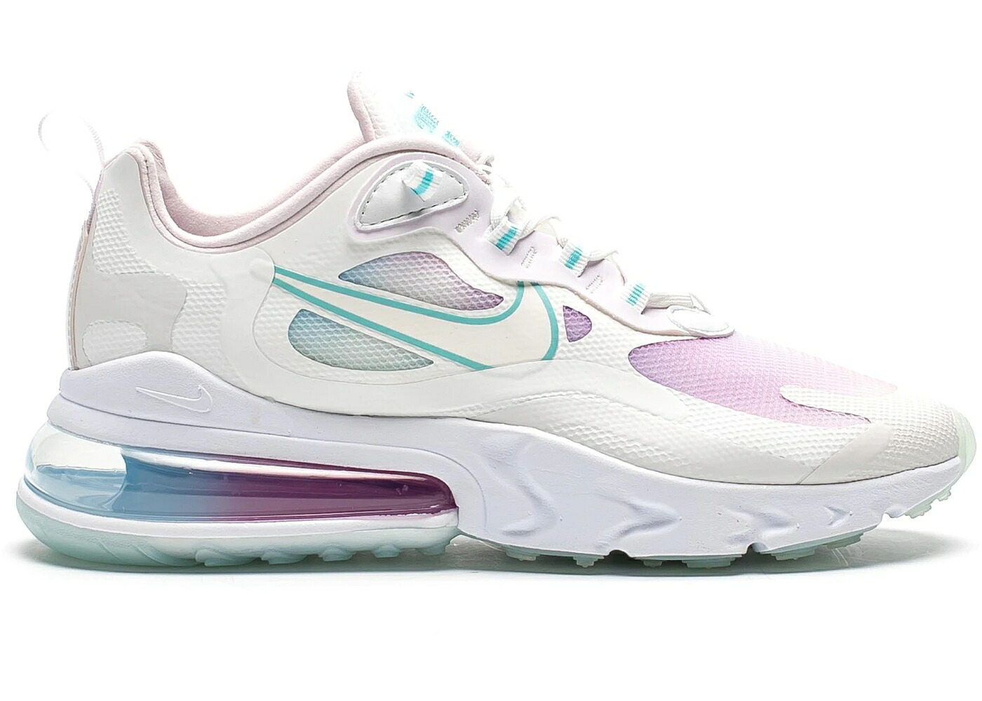 ナイキ マックス リアクト 白色 ホワイト アクア エアマックス WOMEN'S スニーカー レディース NIKE AIR MAX 270 REACT SUMMIT WHITE BLEACHED AQUA (WOMEN'S) / SUMMIT WHITE BLEACHED AQUA LIGHT|スニケス