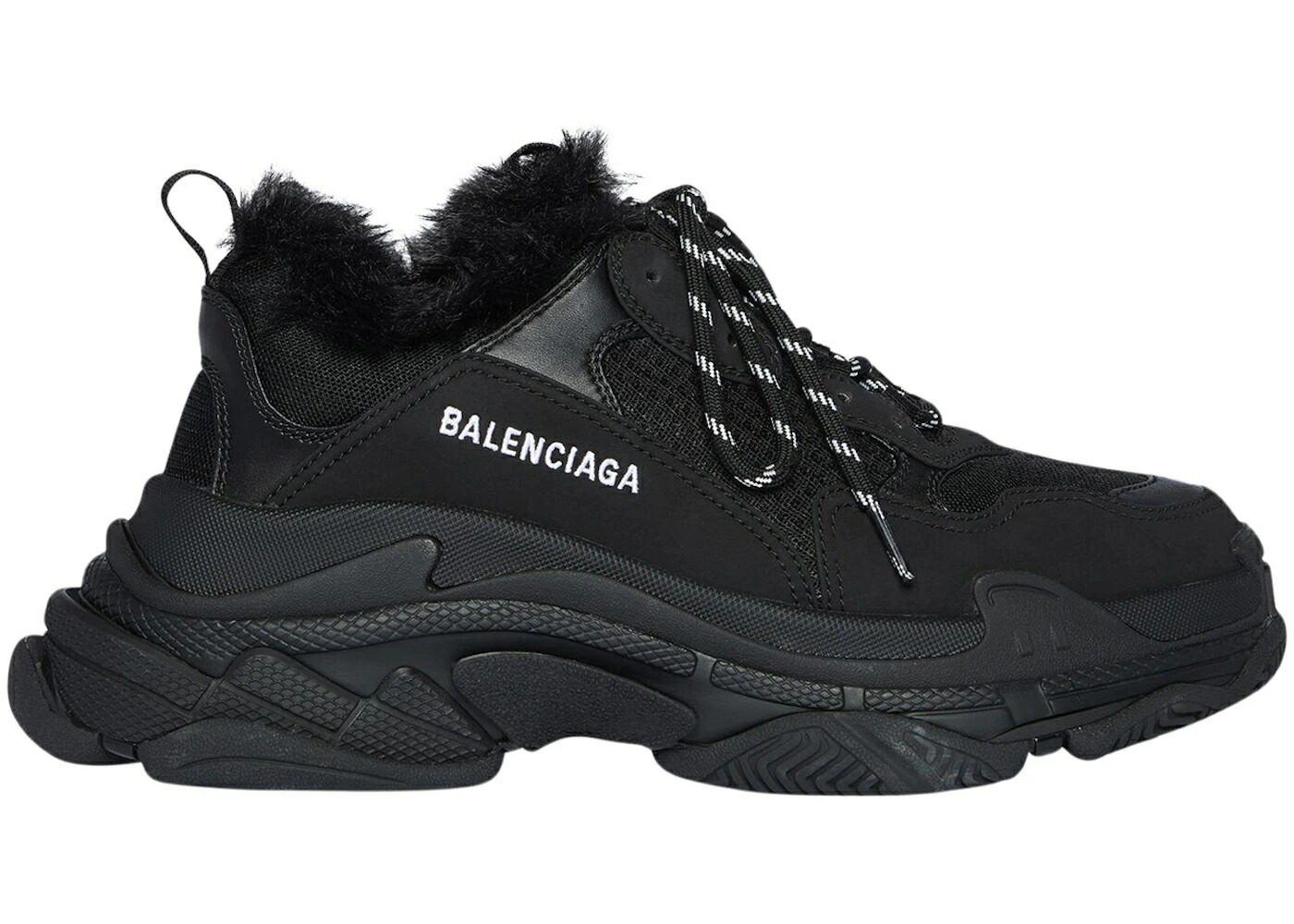 バレンシアガ 黒色 ブラック WOMEN'S スニーカー レディース BALENCIAGA TRIPLE S FAKE FUR BLACK (WOMEN'S) /|スニケス