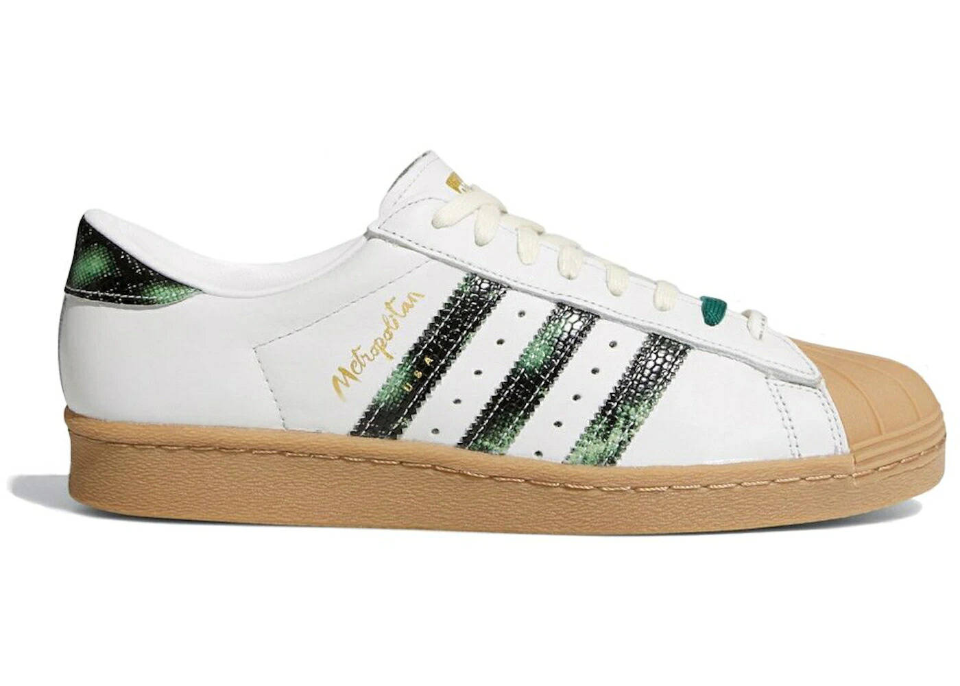 アディダス はやりっ児 白いこと 白いこと 緑 緑であること ゴールド スニーカー メンズ ADIDAS SUPERSTAR 80 METROPOLITAN SNAKESKIN / WHITE GREEN GOLD 靴-メンズ靴