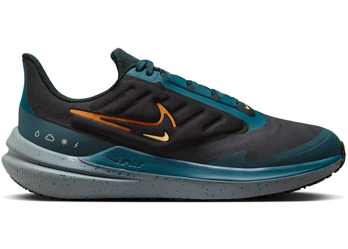ナイキ 黒色 ブラック ディープ スニーカー メンズ NIKE AIR WINFLO 9 SHIELD BLACK DEEP JUNGLE / BLACK GEODE TEAL DEEP JUNGLE
