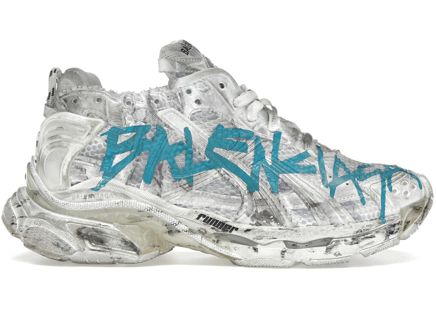 バレンシアガ 白いこと 白いこと 青み 青色 スニーカー メンズ BALENCIAGA RUNNER GRAFFITI WHITE BLUE / WHITE BLUE
