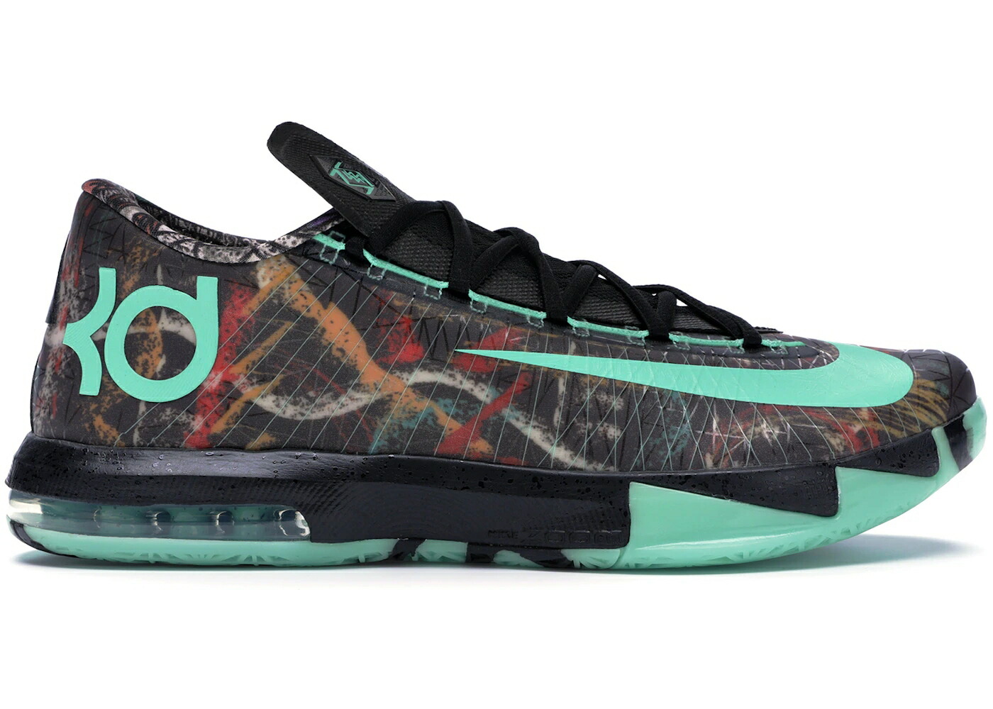 ナイキ 緑 グリーン 黒色 ブラック スニーカー メンズ NIKE KD 6 NOLA GUMBO LEAGUE ILLUSION / MULTI COLOR GREEN GLOW BLACK