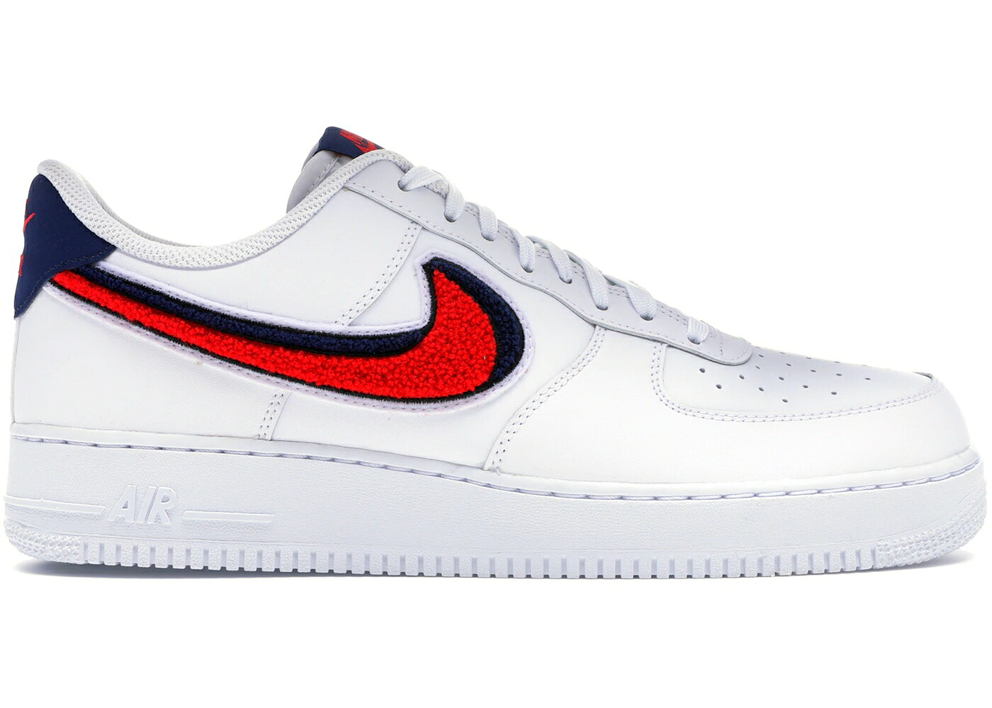 ナイキ スウッシュ スウォッシュ 白いこと 白いこと 赤 赤いこと 青み 青色 空軍 スニーカー メンズ NIKE AIR FORCE 1 LOW 3D CHENILLE SWOOSH WHITE RED BLUE / WHITE UNIVERSITY RED BLUE VOID