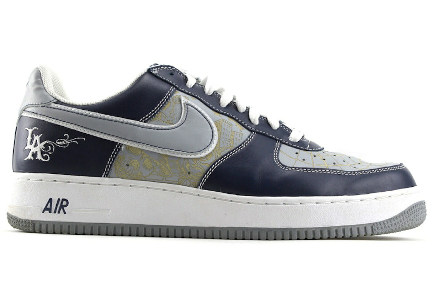 ナイキ 青色 ブルー 紺色 ネイビー 銀色 シルバー 白色 ホワイト エアフォース スニーカー メンズ NIKE AIR FORCE 1 MR CARTOON BLUE TATTOO (SPIDERWEB) / MIDNIGHT NAVY SILVER WHITE|スニケス