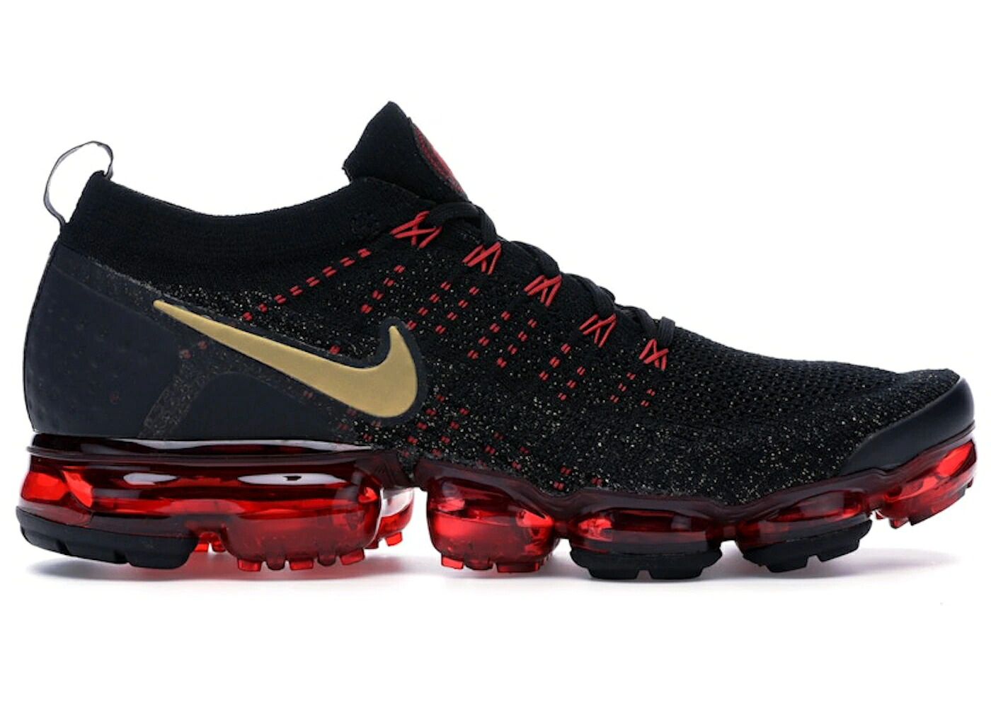 ナイキ フライニット 黒色 ブラック ゴールド エアヴェイパーマックス スニーカー メンズ NIKE AIR VAPORMAX FLYKNIT 2 CHINESE NEW YEAR (2019) / BLACK METALLIC GOLD UNIVERSITY｜スニケス