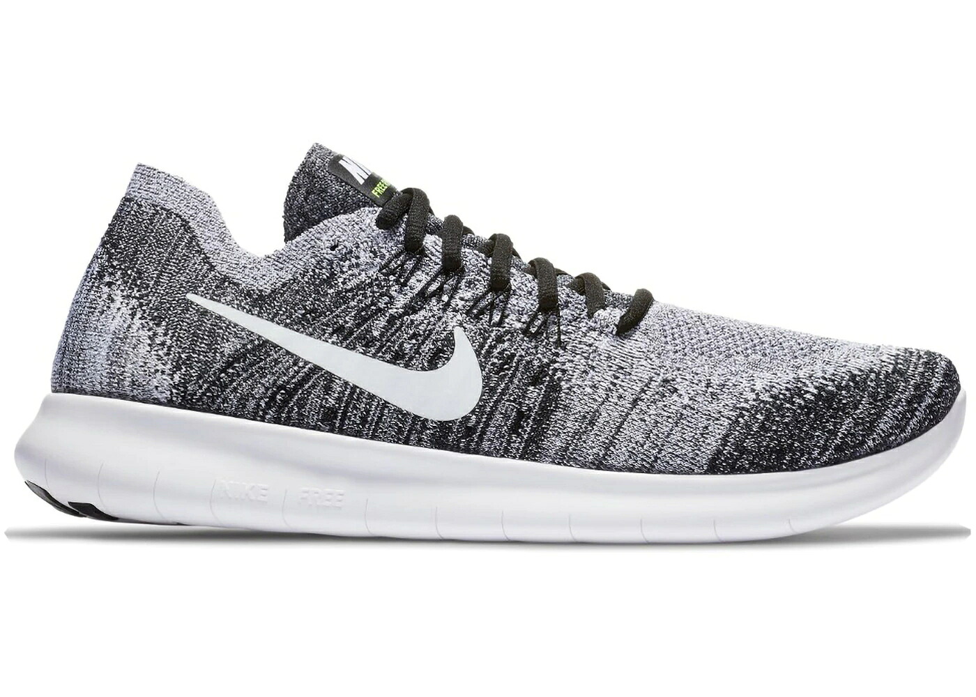 ナイキ 無償性 飛球編み物 黒いこと 黒いこと 白いこと 白いこと スニーカー メンズ NIKE FREE RN FLYKNIT 2017 OREO / BLACK VOLT WHITE
