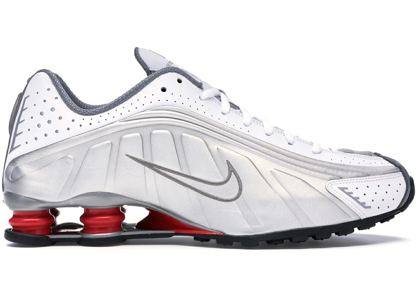 ナイキ ショックス しろがね色 しろがね色 赤 赤いこと 白いこと 白いこと スニーカー メンズ NIKE SHOX R4 METALLIC SILVER COMET RED (2018) / WHITE METALLIC SILVER COMET RED