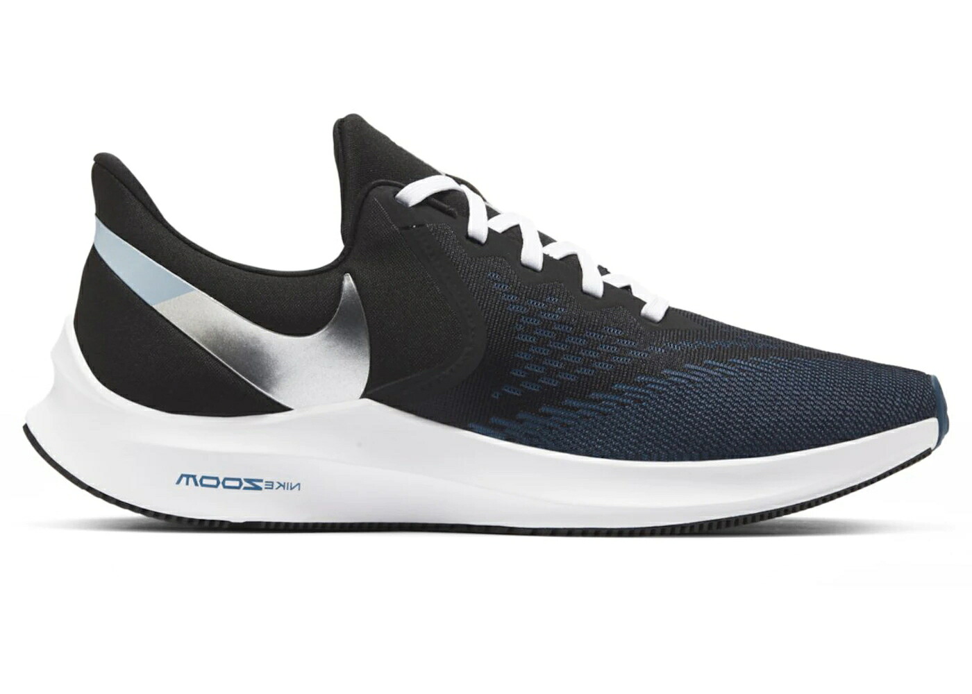 ナイキ ズーム 黒色 ブラック 銀色 シルバー 白色 ホワイト スニーカー メンズ NIKE ZOOM WINFLO 6 BLACK METALLIC SILVER / BLACK METALLIC SILVER WHITE