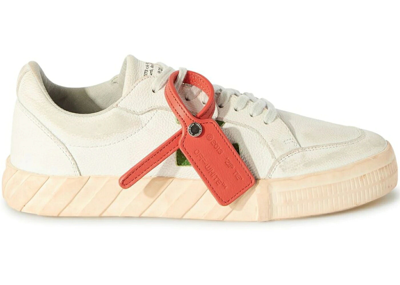 オフホワイト レザー 白色 ホワイト 緑 グリーン スニーカー メンズ OFF-WHITE VULCANIZED LOW DISTRESSED LEATHER WHITE GREEN / WHITE GREEN