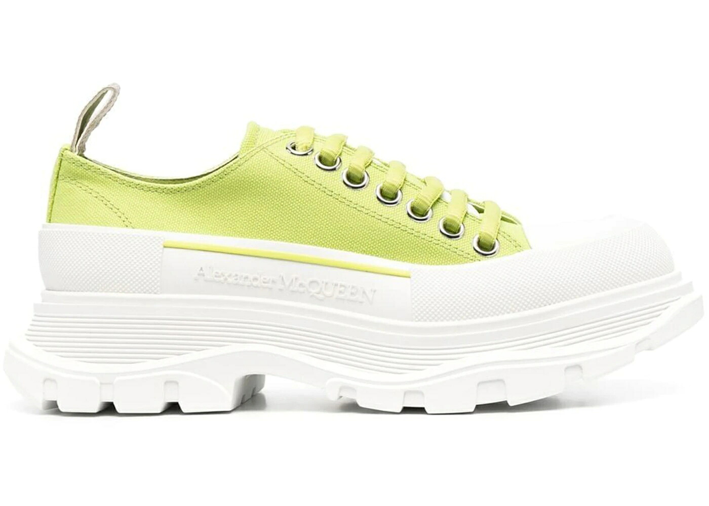アレキサンダーマックイーン 菩提樹 緑 緑であること 白いこと 白いこと WOMEN\u0027S スニーカー レディース ALEXANDER MCQUEEN ALEXANDER MCQUEEN TREAD SLICK LOW LACE UP CANVAS LIME GREEN WHITE (WOMEN\u0027S) / LIME GREEN WHITE