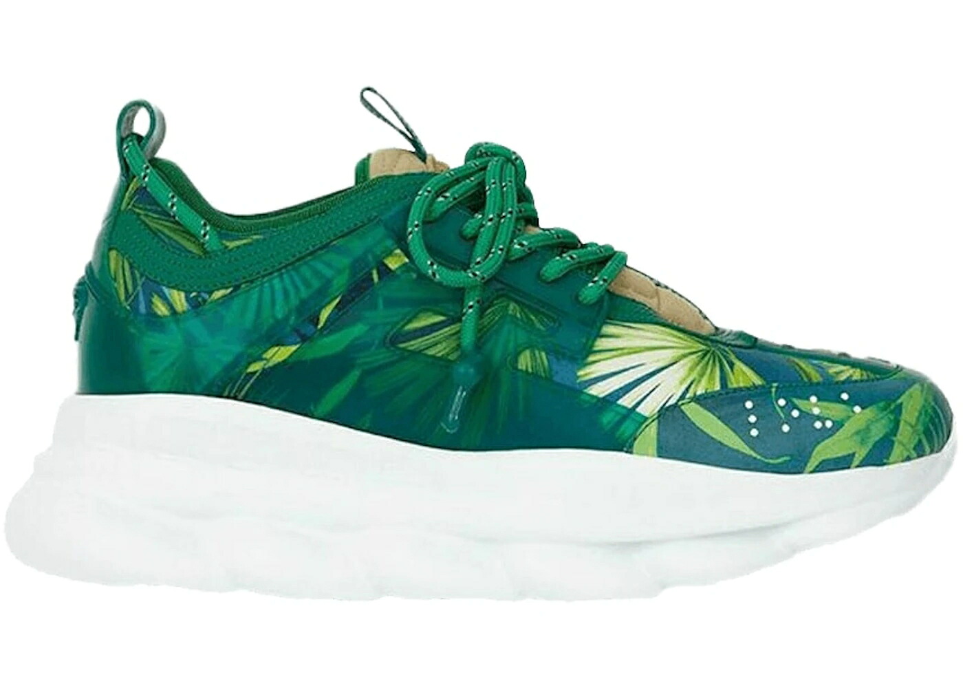 ヴェルサーチェ 緑 グリーン 白色 ホワイト スニーカー メンズ VERSACE CHAIN REACTION JUNGLE PRINT / GREEN WHITE