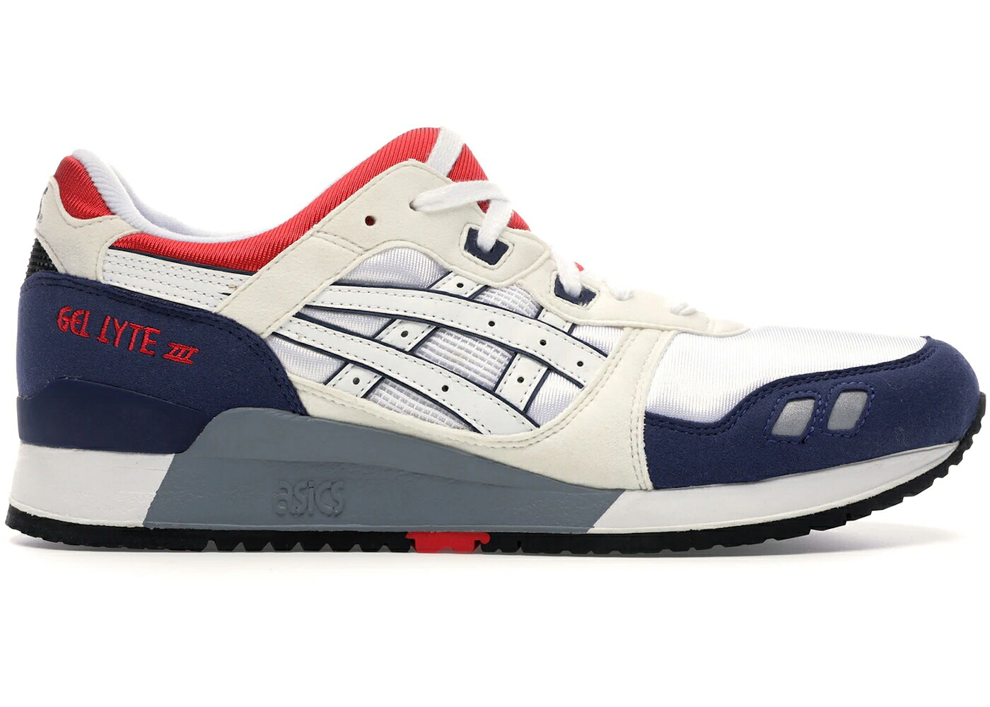 アシックス ゲルライト 白色 ホワイト 紺色 ネイビー 赤 レッド スニーカー メンズ ASICS GEL-LYTE III FRANCE / WHITE NAVY RED