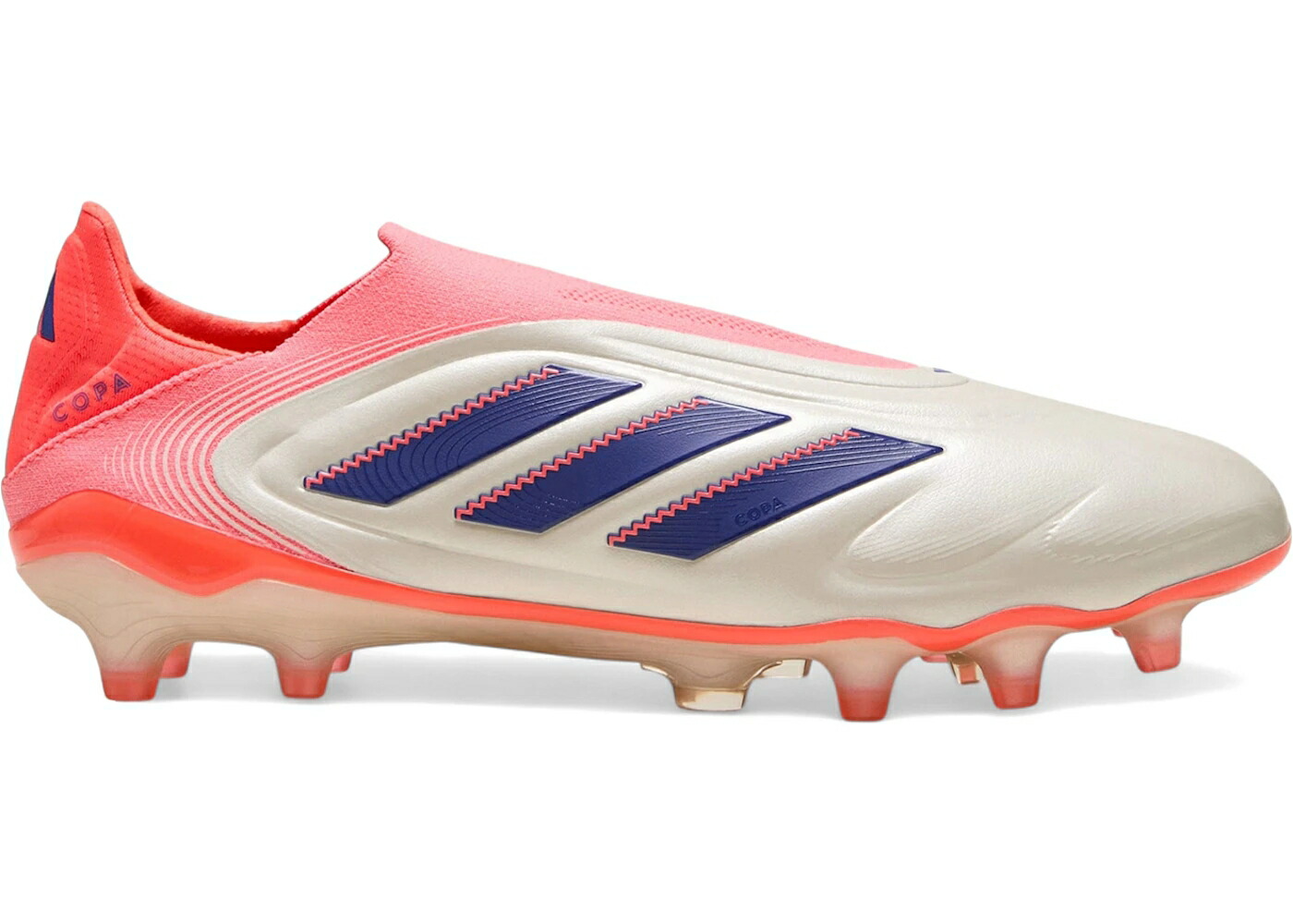 アディダス ピュア エリート 白色 ホワイト 青色 ブルー スニーカー メンズ ADIDAS COPA PURE 3 ELITE LACELESS FG CORAL BLAZE PACK / OFF WHITE LUCID BLUE SIGNAL