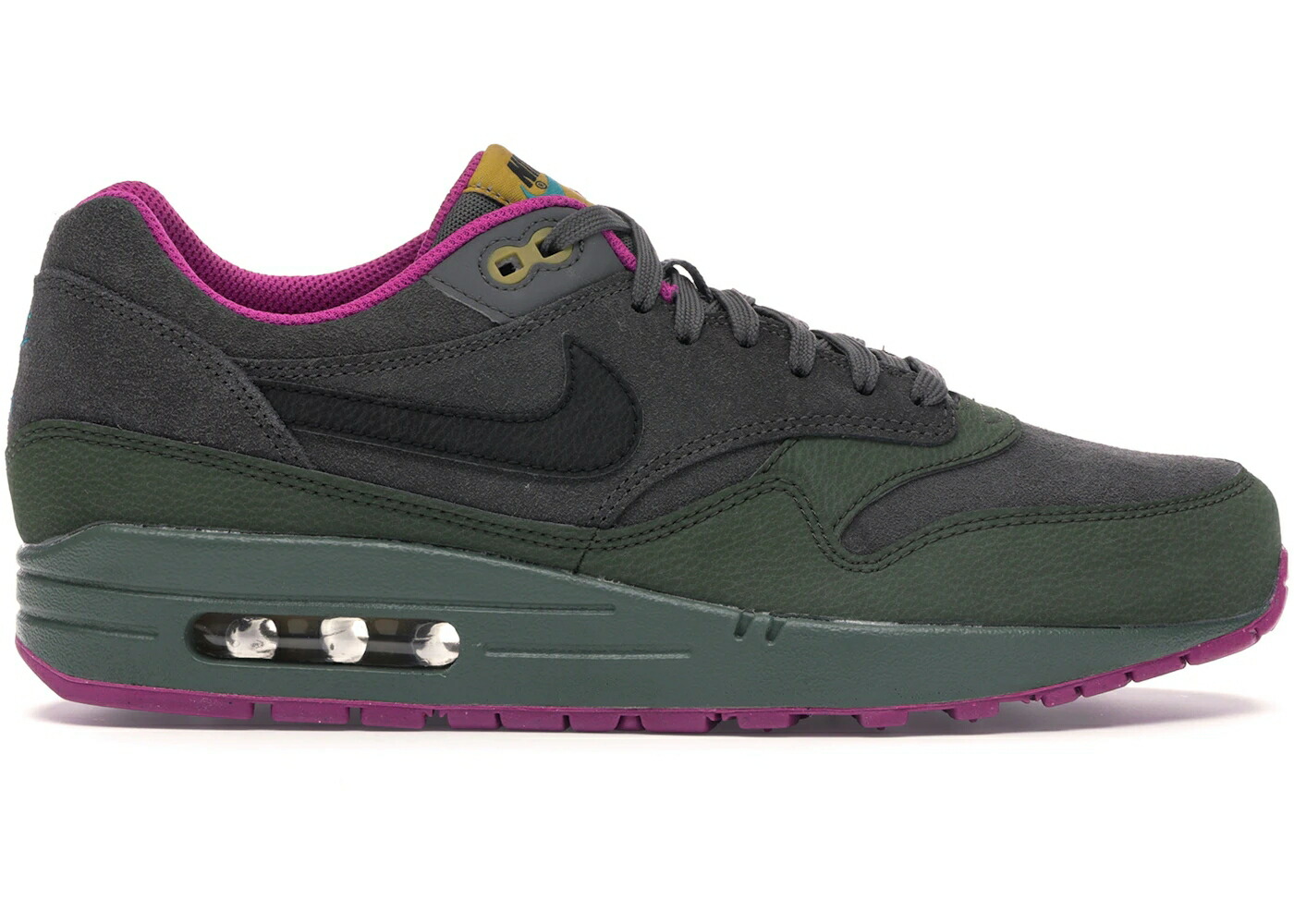 ナイキ マックス 炭素 黒いこと 黒いこと 緑 緑であること エア湖マックス スニーカー メンズ NIKE AIR MAX 1 PEWTER CARBON / DARK PEWTER BLACK CARBON GREEN