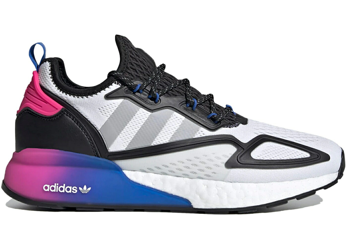 アディダス ブースト 白色 ホワイト 紫 パープル ピンク 灰色 グレー コア 黒色 ブラック スニーカー メンズ ADIDAS ZX 2K BOOST WHITE MULTI PURPLE PINK / CLOUD WHITE GREY TWO CORE BLACK