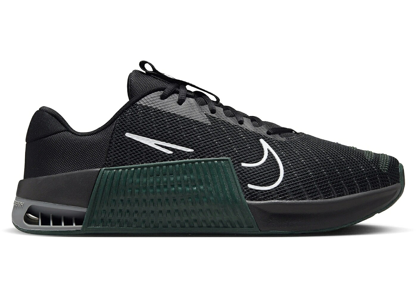 ナイキ 黒色 ブラック プロ 緑 グリーン 灰色 グレー 白色 ホワイト スニーカー メンズ NIKE METCON 9 TB BLACK PRO GREEN / BLACK PRO GREEN SMOKE GREY WHITE｜スニケス