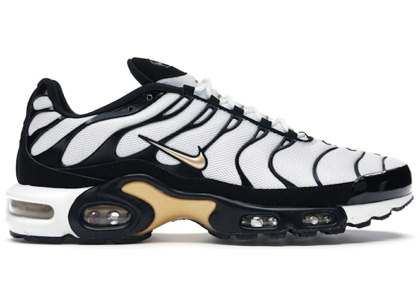 ナイキ マックス 白色 ホワイト 黒色 ブラック ゴールド エアマックスプラス スニーカー メンズ NIKE AIR MAX PLUS WHITE BLACK METALLIC GOLD / WHITE BLACK METALLIC GOLD|スニケス