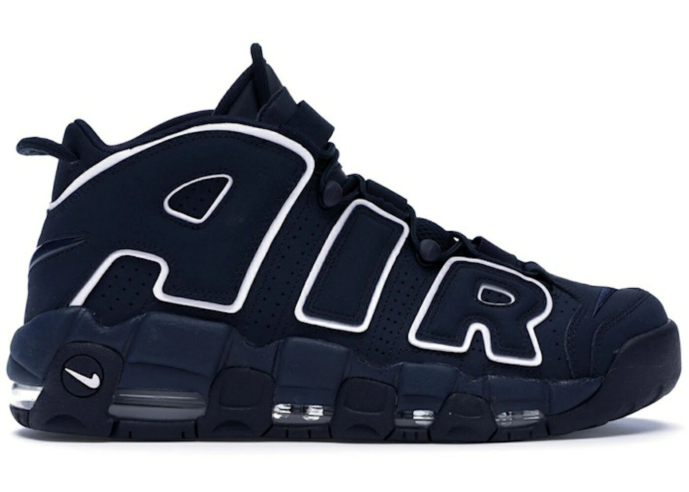 ナイキ 繰り上げるペース 白いこと 白いこと エアモアアップテンポ モアテン スニーカー メンズ NIKE AIR MORE UPTEMPO OBSIDIAN / OBSIDIAN WHITE