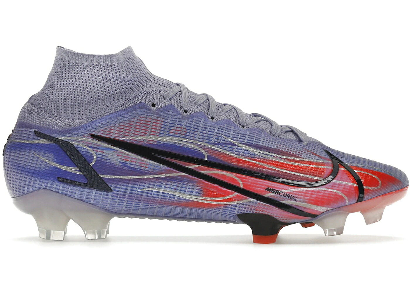 ナイキ フレームス 藍色 インディゴ はち切れる スニーカー メンズ NIKE MERCURIAL SUPERFLY 8 FG KYLIAN MBAPPE FLAMES (CLEAR SOLE) / LIGHT THISTLE INDIGO BURST