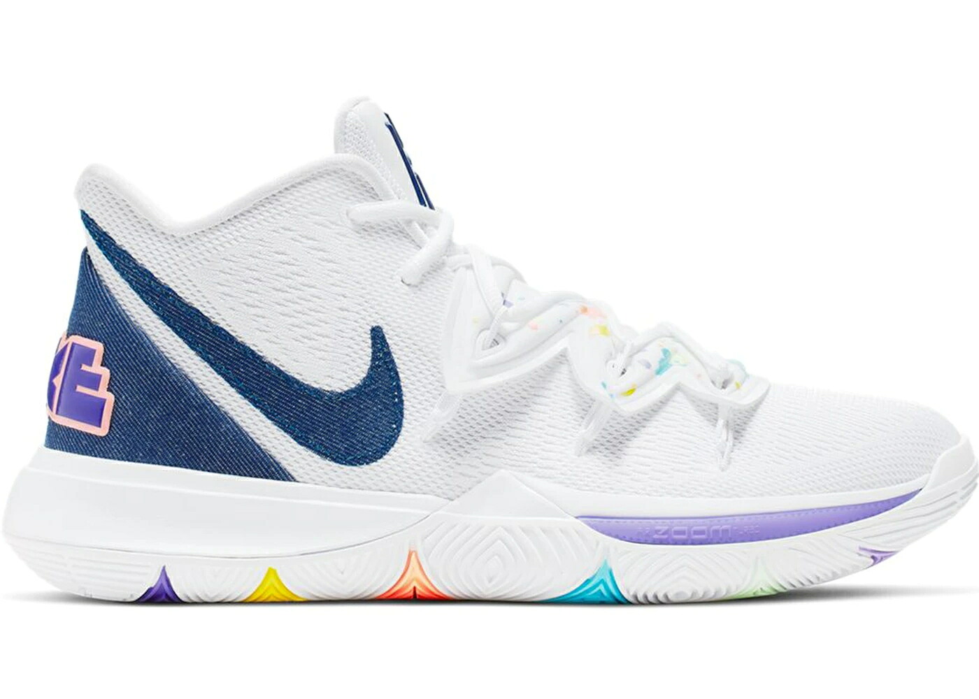 ナイキ カイリー 白色 ホワイト デニム ディープ 青色 ブルー スニーカー メンズ NIKE KYRIE 5 WHITE DENIM / WHITE DEEP ROYAL BLUE GLACIER｜スニケス