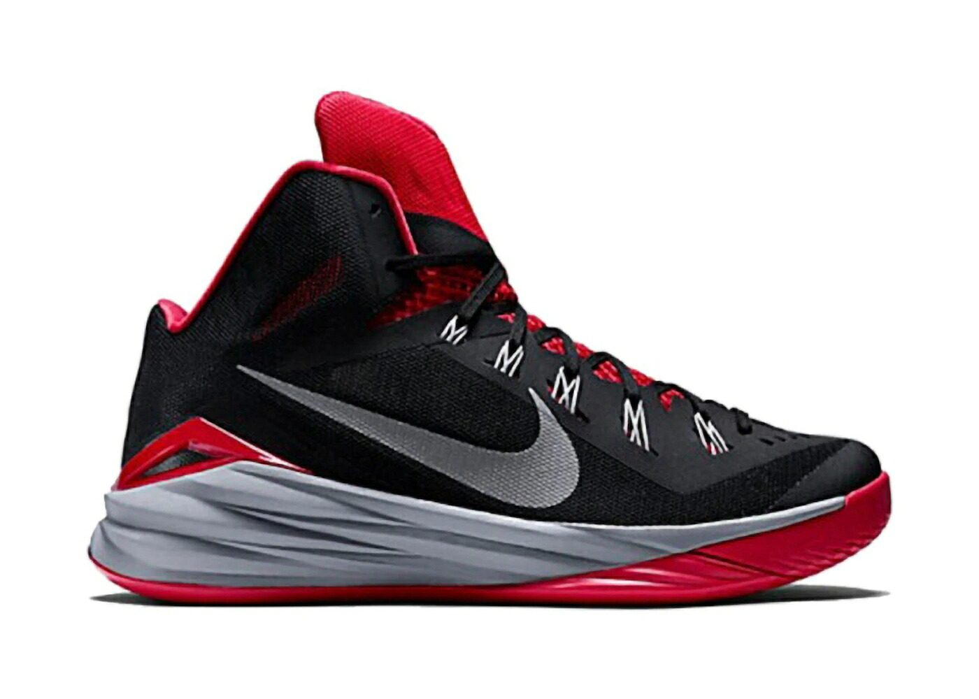 ナイキ ハイパーダンク 黒色 ブラック 赤 レッド 灰色 グレー スニーカー メンズ NIKE HYPERDUNK 2014 BLACK UNIVERSITY RED / BLACK UNIVERSITY RED WOLF GREY｜スニケス