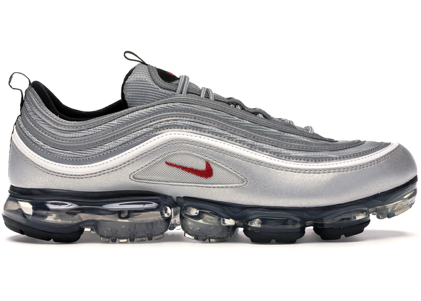 ナイキ しろがね色 しろがね色 ブレット 赤 赤いこと エアヴェイパーマックス スニーカー メンズ NIKE AIR VAPORMAX 97 SILVER BULLET / METALLIC SILVER VARSITY RED