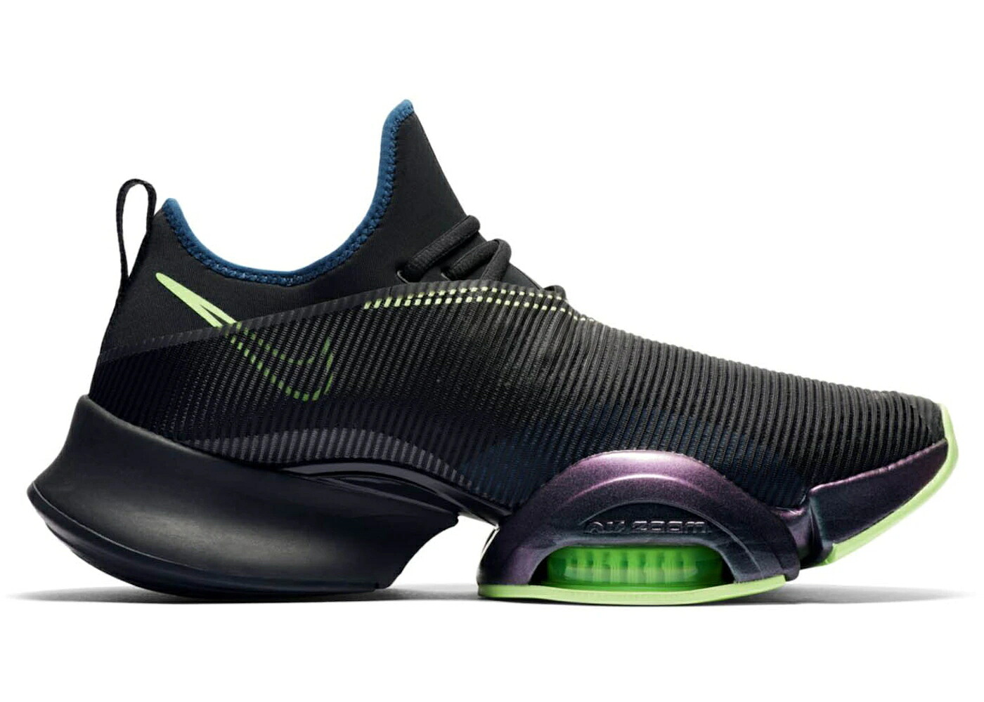 ナイキ 望遠レンズ 黒いこと 黒いこと 青み 青色 菩提樹 スニーカー メンズ NIKE AIR ZOOM SUPERREP BLACK / BLACK VALERIAN BLUE VOLT LIME