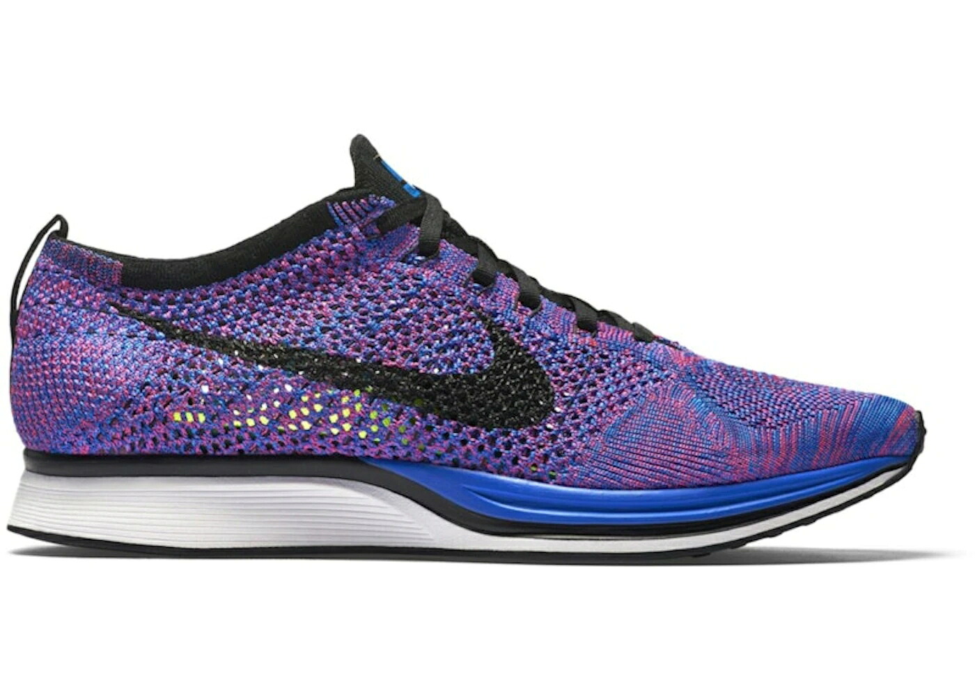 ナイキ フライニット 藍色 インディゴ ゲーム 黒色 ブラック ピンク ゲームロイヤル 青 ブルー スニーカー メンズ NIKE FLYKNIT RACER INDIGO (2016) / GAME ROYAL BLACK PINK FLASH|スニケス