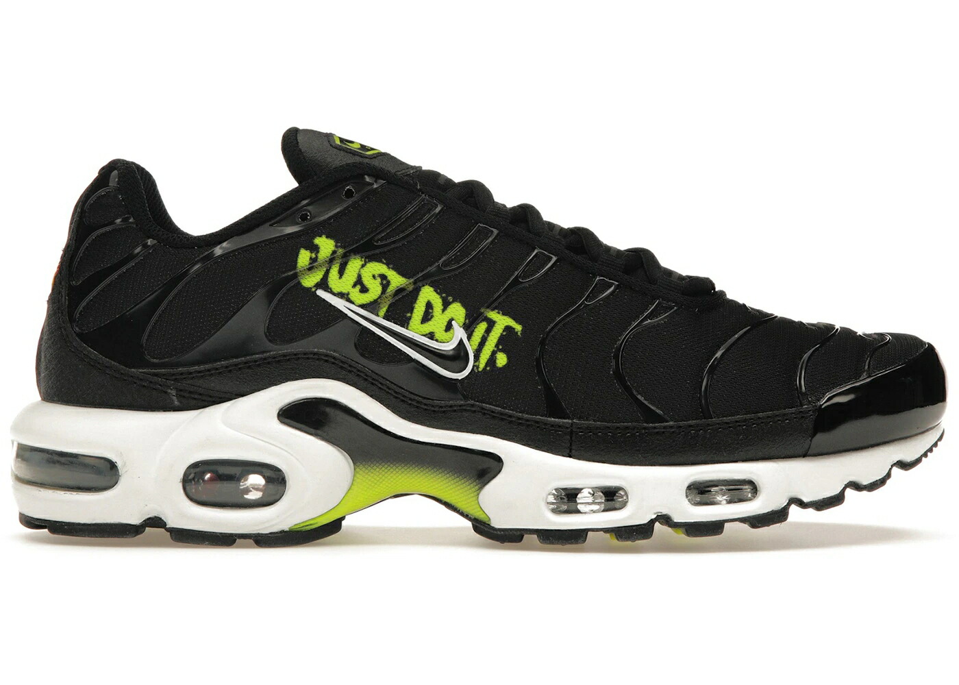 ナイキ マックス 黒色 ブラック 白色 ホワイト エアマックスプラス スニーカー メンズ NIKE AIR MAX PLUS BLACK VOLT JUST DO IT / BLACK WHITE VOLT BLACK
