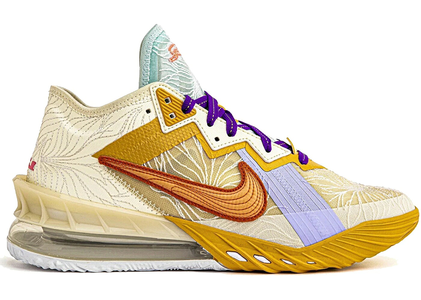 ナイキ レブロン 紫 パープル 橙 オレンジ 緑 グリーン スニーカー メンズ NIKE LEBRON 18 LOW MIMI PLANGE SCARRED PERFECTION / PURPLE ORANGE LAVENDER GREEN
