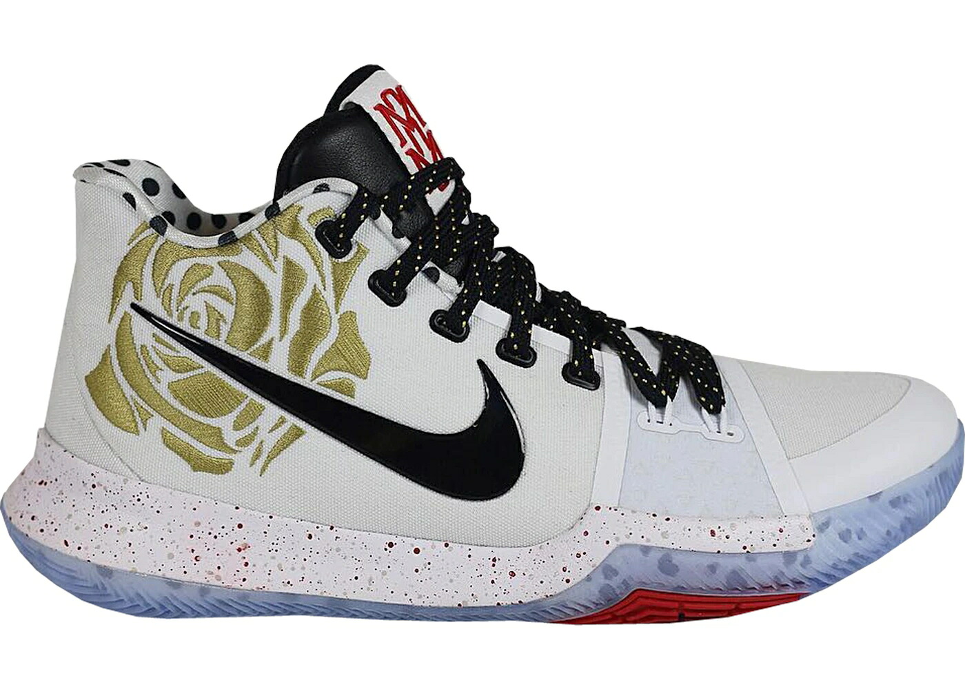 ナイキ カイリー 靴 スニーカー 白いこと 白いこと 黒いこと 黒いこと 赤 赤いこと メンズ NIKE KYRIE 3 SNEAKER ROOM MOM PE (GOLD) / WHITE BLACK UNIVERSITY RED