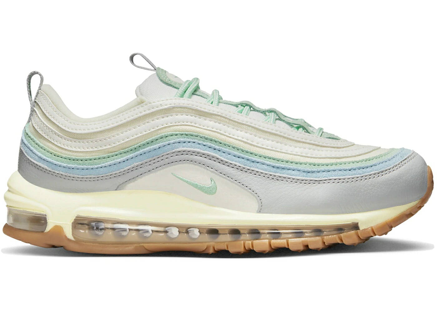 ナイキ マックス 緑 緑であること 青み 青色 大気圏マックス WOMEN\u0027S スニーカー レディース NIKE AIR MAX 97 ENAMEL GREEN SAIL WORN BLUE (WOMEN\u0027S) / COCONUT MILK ENAMEL GREEN SAIL