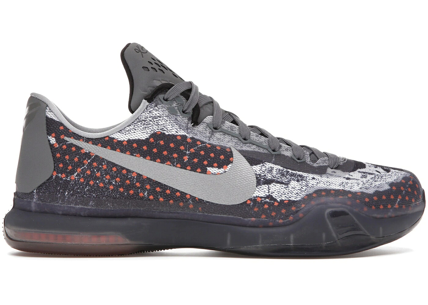 ナイキ コービー 灰色 グレー ナイト 銀色 シルバー 白色 ホワイト スニーカー メンズ NIKE KOBE 10 PAIN / TUMBLED GREY NIGHT SILVER WHITE｜スニケス