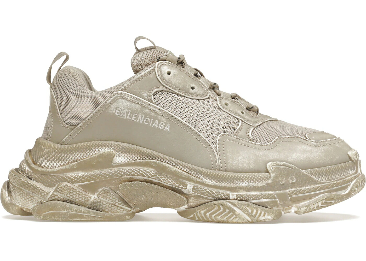 バレンシアガ ベージュ 白色 ホワイト スニーカー メンズ BALENCIAGA TRIPLE S FADED BEIGE / BEIGE WHITE｜スニケス