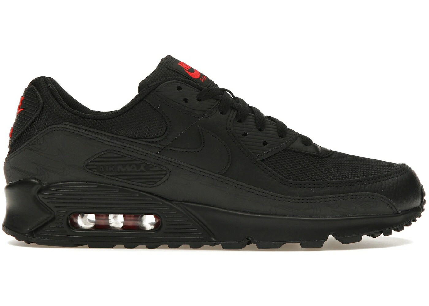 ナイキ マックス 黒色 ブラック クリムゾン エアマックス スニーカー メンズ NIKE AIR MAX 90 BLACK REFLECTIVE / BLACK BLACK LIGHT CRIMSON