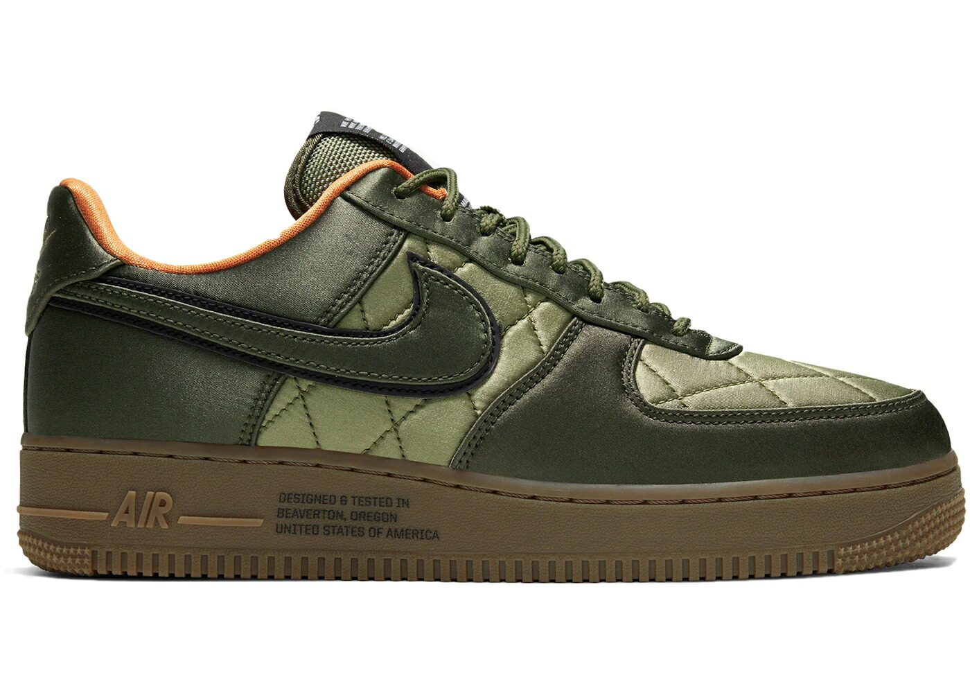 ナイキ 繻子 積貨委託貨物 カーキ 緑 緑であること 空軍 スニーカー メンズ NIKE AIR FORCE 1 LOW QUILTED SATIN PACK CARGO KHAKI / CARGO KHAKI THERMAL GREEN BOMBAY