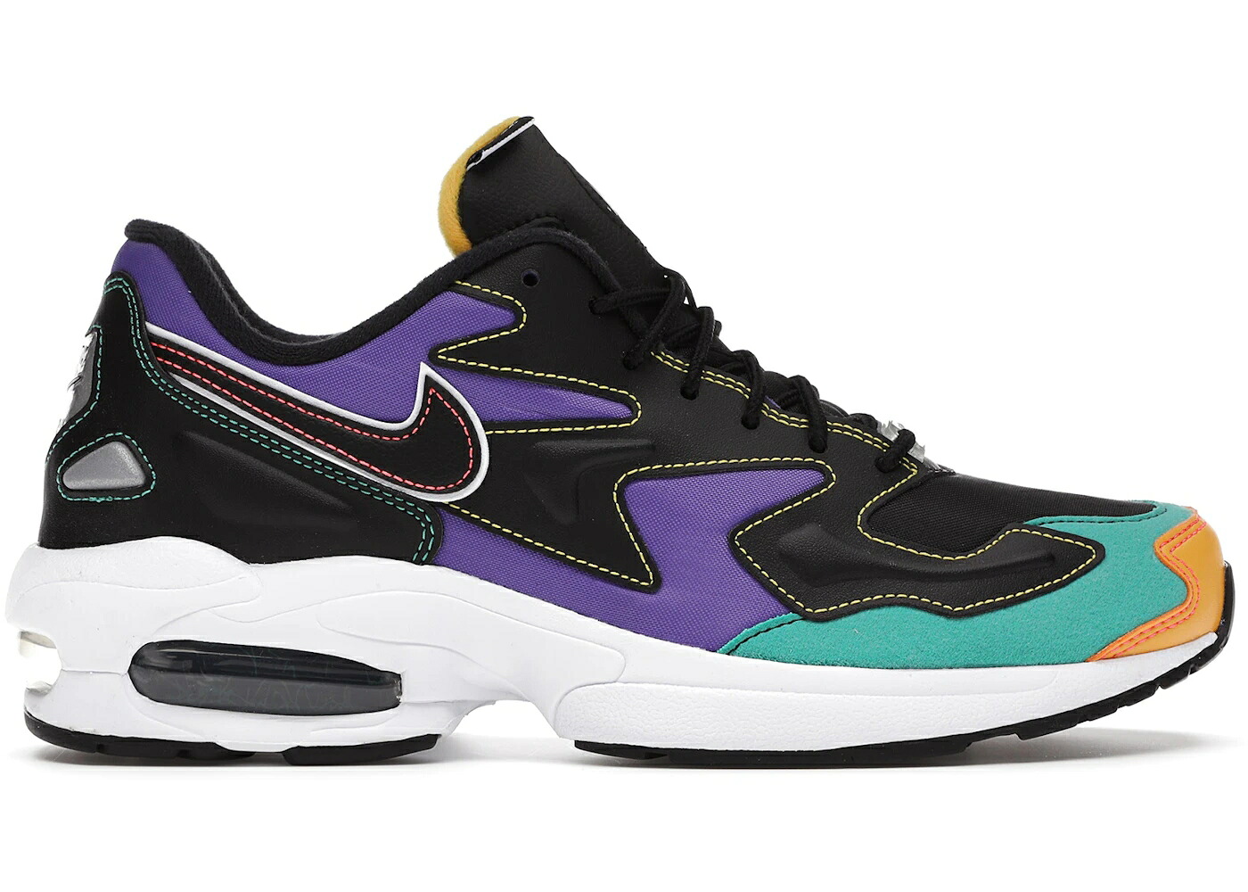 ナイキ 黒いこと 黒いこと クリムゾン エア湖マックス2 スニーカー メンズ NIKE AIR MAX2 LIGHT BLACK CONTRAST STITCHING / BLACK FLASH CRIMSON KINETIC