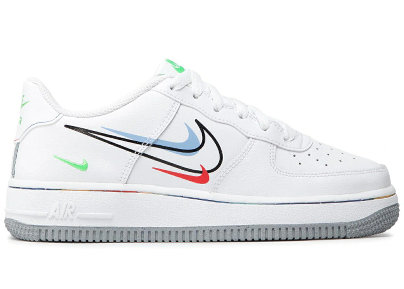 ナイキ スウッシュ スウォッシュ 白いこと 白いこと 緑 緑であること 空軍 お坊っちゃん キッズ NIKE AIR FORCE 1 LOW MULTI SWOOSH (GS) / WHITE LIGHT GREEN SPARK ALUMINUM もの言う花 マタニティ スニーカー
