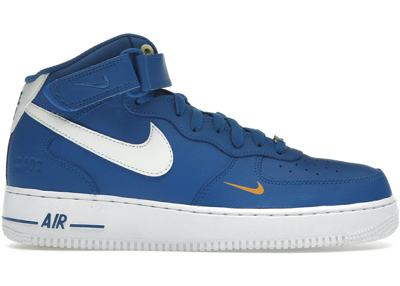ナイキ ミッド 青色 ブルー 黄色 イエロー 白色 ホワイト エアフォース '07 スニーカー メンズ NIKE AIR FORCE 1 MID LV8 40TH ANNIVERSARY BLUE JAY / BLUE JAY YELLOW OCHER WHITE SAIL