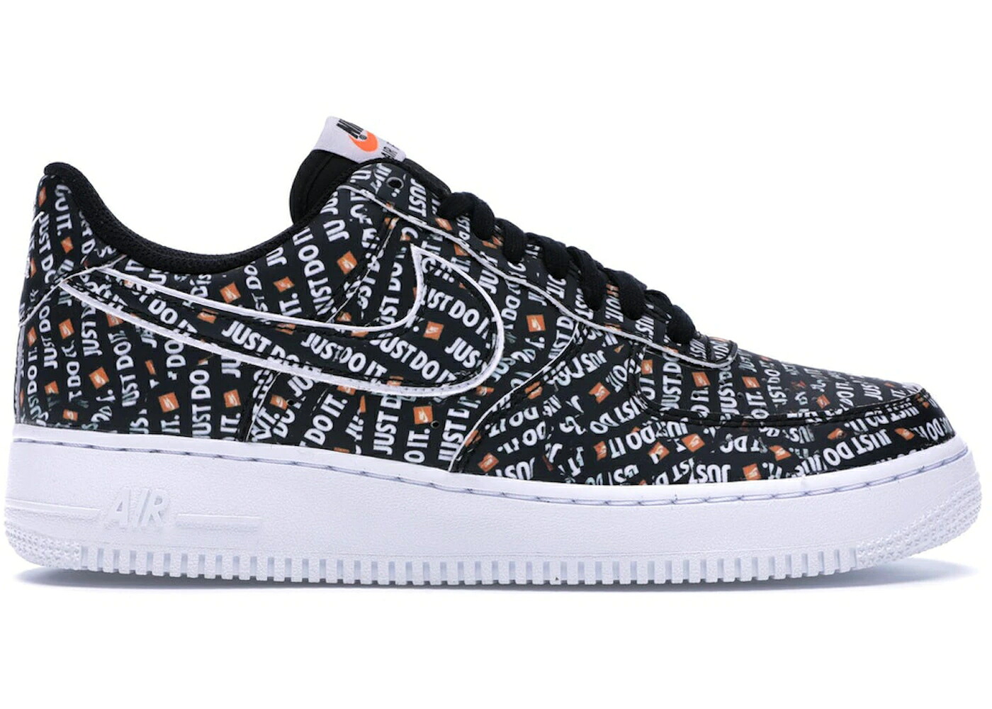 ナイキ 黒いこと 黒いこと 白いこと 白いこと 橙 オレンジ色 空軍 スニーカー メンズ NIKE AIR FORCE 1 LOW JUST DO IT PACK BLACK / BLACK BLACK WHITE TOTAL ORANGE