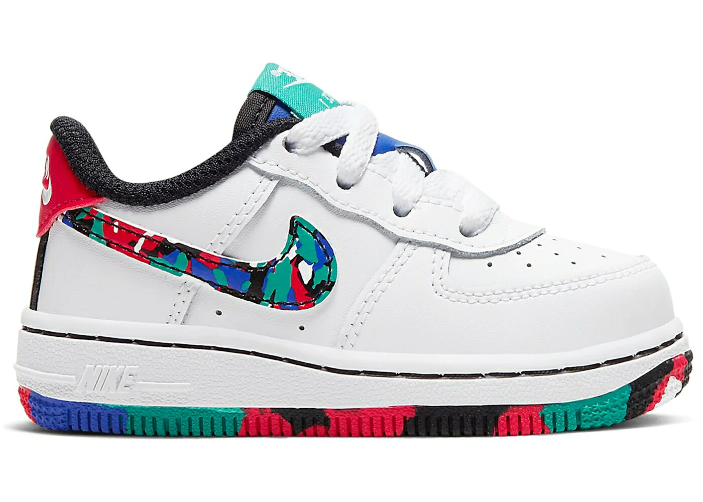 ナイキ 白いこと 白いこと 青碧 青碧 緑 緑であること 空軍 お坊っちゃん キッズ NIKE AIR FORCE 1 LOW CRAYON WHITE MULTI (TD) / WHITE HYPER BLUE NEPTUNE GREEN