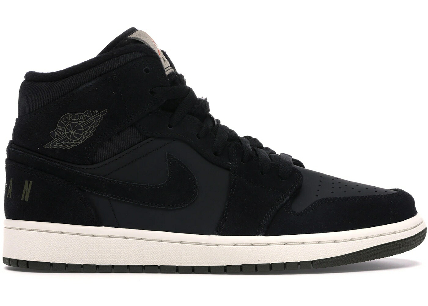 ナイキ ジョーダン ミッド 黒色 ブラック オリーブ スニーカー メンズ JORDAN 1 MID BLACK OLIVE CANVAS / BLACK OLIVE CANVAS SAIL CONE