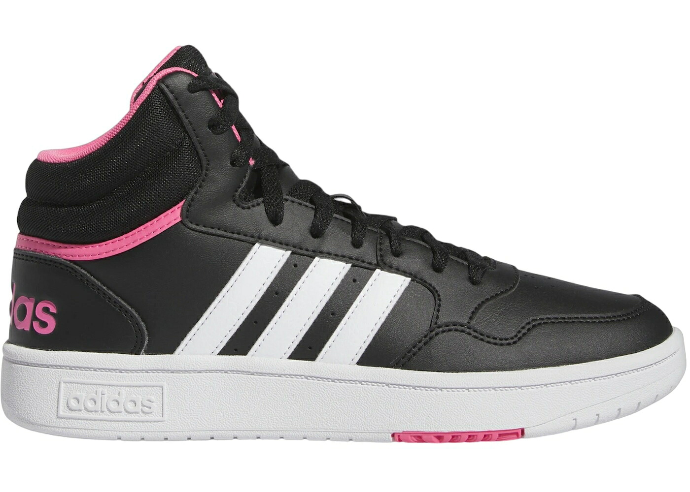アディダス ミッド コア 黒色 ブラック 白色 ホワイト ピンク フュージョン 3.0 WOMEN'S スニーカー レディース ADIDAS HOOPS MID CORE BLACK CLOUD WHITE PINK FUSION (WOMEN'S) / CORE BLACK CLOUD WHITE PINK