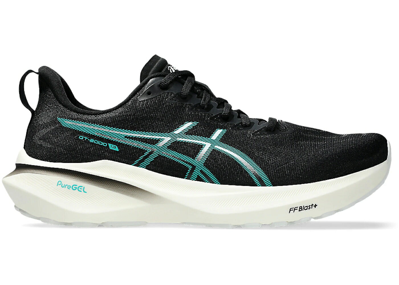 アシックス サー青少年 黒いこと 黒いこと 縮くれる ウェイブ スニーカー メンズ ASICS GT-2000 13 BLACK WAVE TEAL / BLACK WAVE TEAL