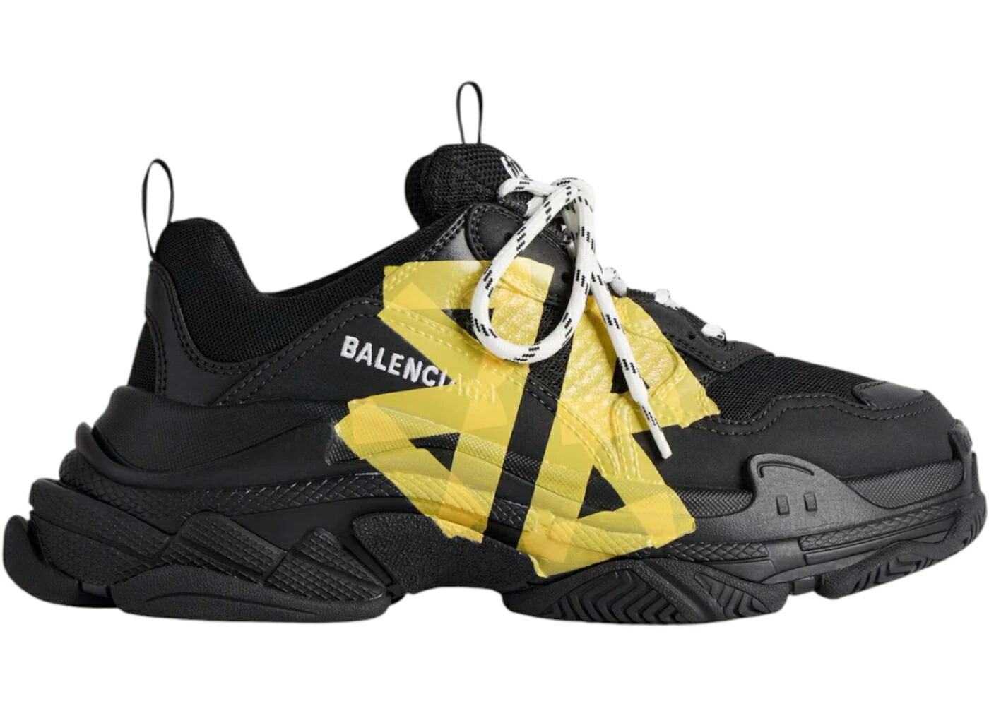 バレンシアガ 黒いこと 黒いこと 黄味がかった 黄色 スニーカー メンズ BALENCIAGA TRIPLE S TAPE TYPE BLACK YELLOW / BLACK YELLOW