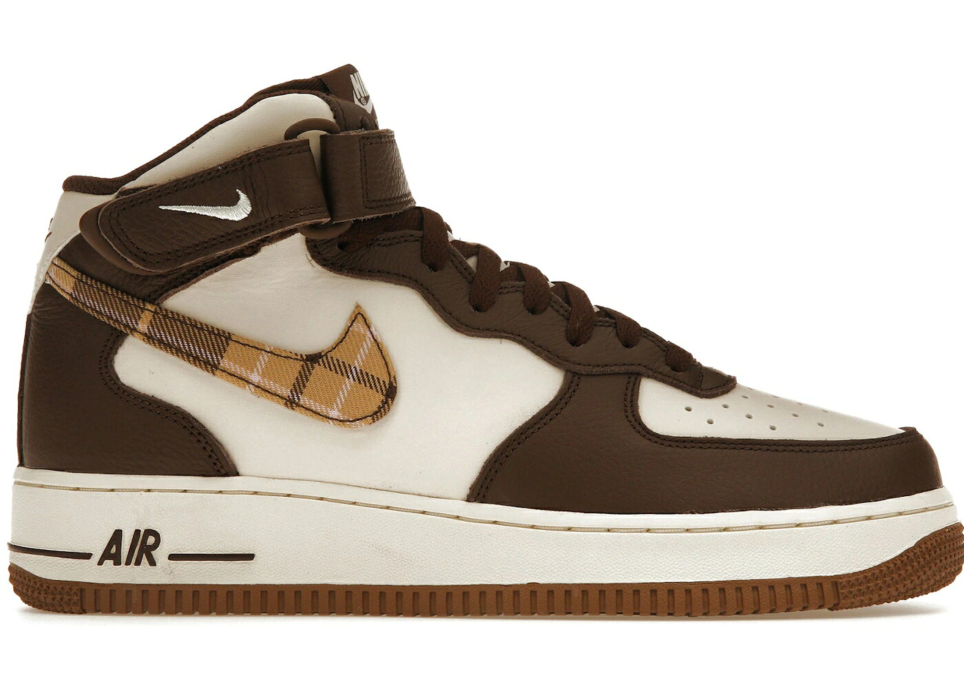 ナイキ ミッド 赤銅色 赤銅色 象牙色 サクラ色 空軍 \u002707 スニーカー メンズ NIKE AIR FORCE 1 MID BROWN PLAID / PALE IVORY CACAO WOW PINK BLOOM 靴-スニーカー-メンズ靴